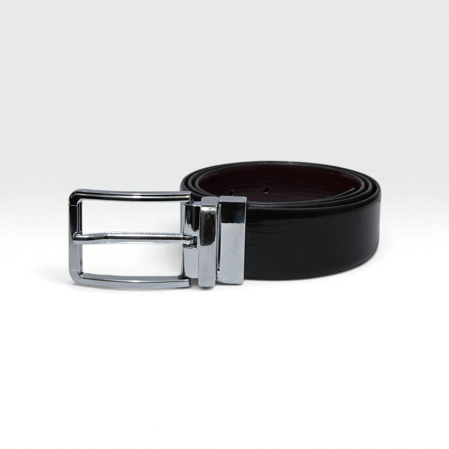 Valancya Reversible Formal Belt for Men | Black & Brown | Polished Silver Pin Buckle