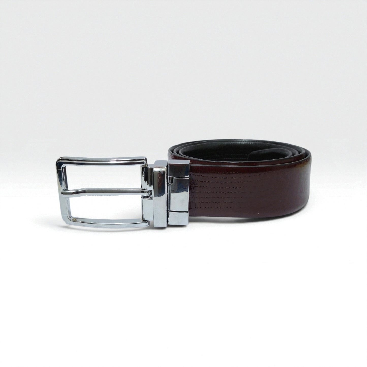 Valancya Reversible Formal Belt for Men | Black & Brown | Polished Silver Pin Buckle
